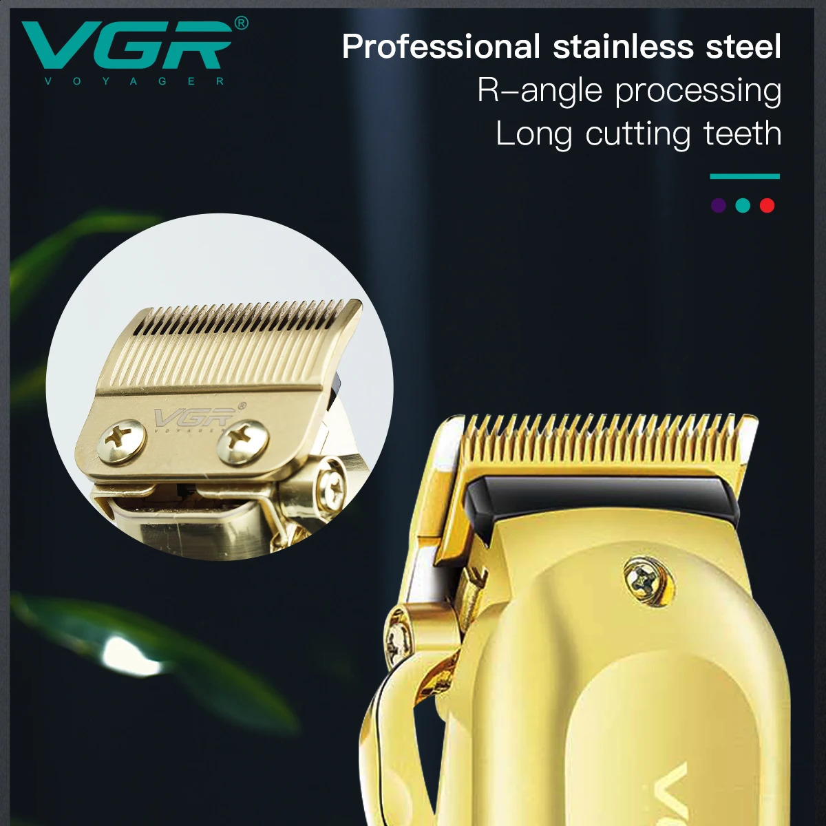 VGR Hair Clipper Professional Hair Trimmer LED Display Hair Cutting Machine Mini Gold Cordless Electric Clippers for Men V-278 241224