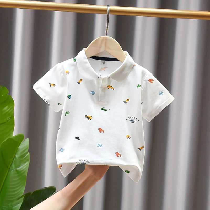 Summer Boys 2024 Fashion Collar Childrens Breathable White Sailing Polo Shirt Short Sleeve 2-6 Years Old W241223