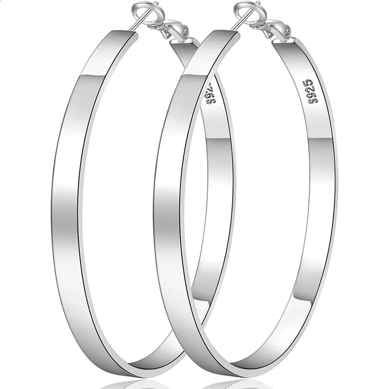 925 Silver Needle Hoop Earrings for Women Hypoallergenic Lightweight Large Silver Earrings Big Hoops Jewelry Gifts40/50/60mm 241224