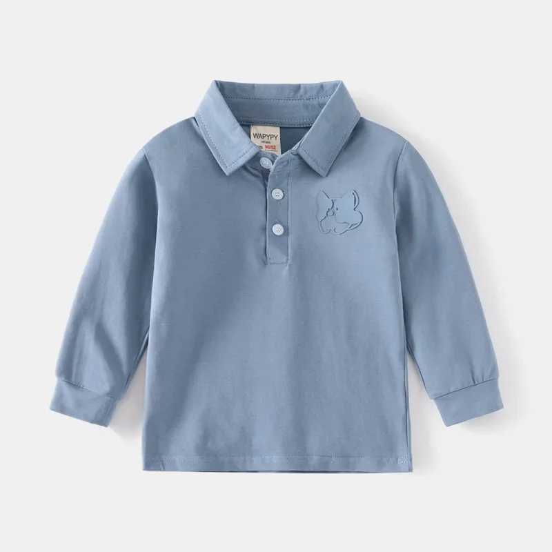 Childrens decal long sleeved T-shirt for spring and autumn boys loose casual polo shirt breathable cotton suitable for ages 3-8 W241223