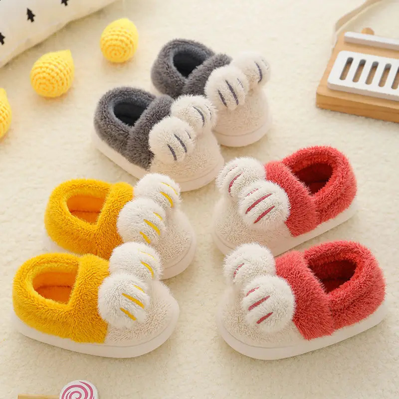 Winter Kids Baby Boys Girls Winter Slippers Non-slip Home Indoors Cartoon Shoes Fashion Warm Children Bedroom Shoes Slippers 241223