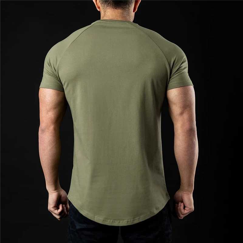 Flat weave mens new fashion T-shirt summer cotton short sleeved T-shirt fitness mens gym clothing casual sports T-shirt W241223