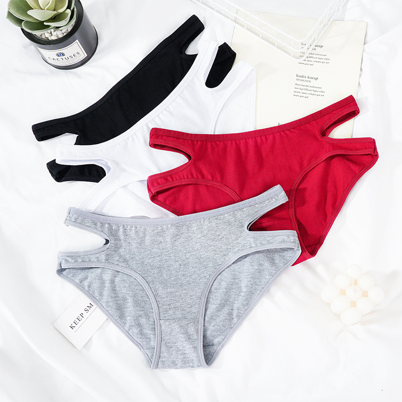 Double Strap M-XL Women Cotton Panties Underwear Hollow Out Comfortable Gerie For Female Soft Solid Briefs Intimates