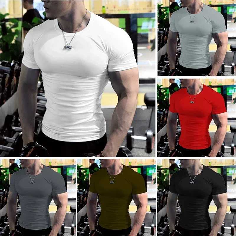 Mens fashion top T-shirt smooth slim fit T-shirt short sleeved mens sports shirt casual white T-shirt mens clothing 5XL W241223
