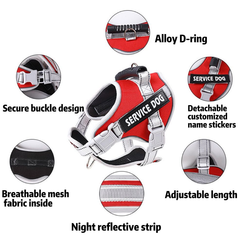 Personalised Big Dog Harness With Rubber Handle Adjustable K9 Dog Vest Service Dog Harness for Large Dog Walking Dog Accessories