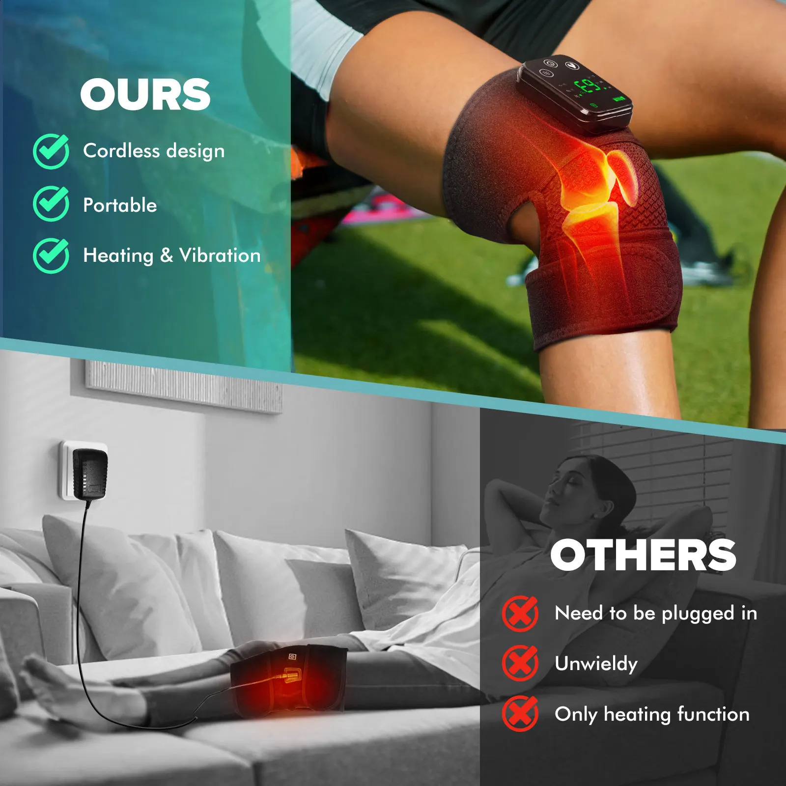 Knee Heating Massager Joint Physio Compress Vibration Massage Elbow Shoulder Support Thermal Knee Pad Relieve Arthrit 241224