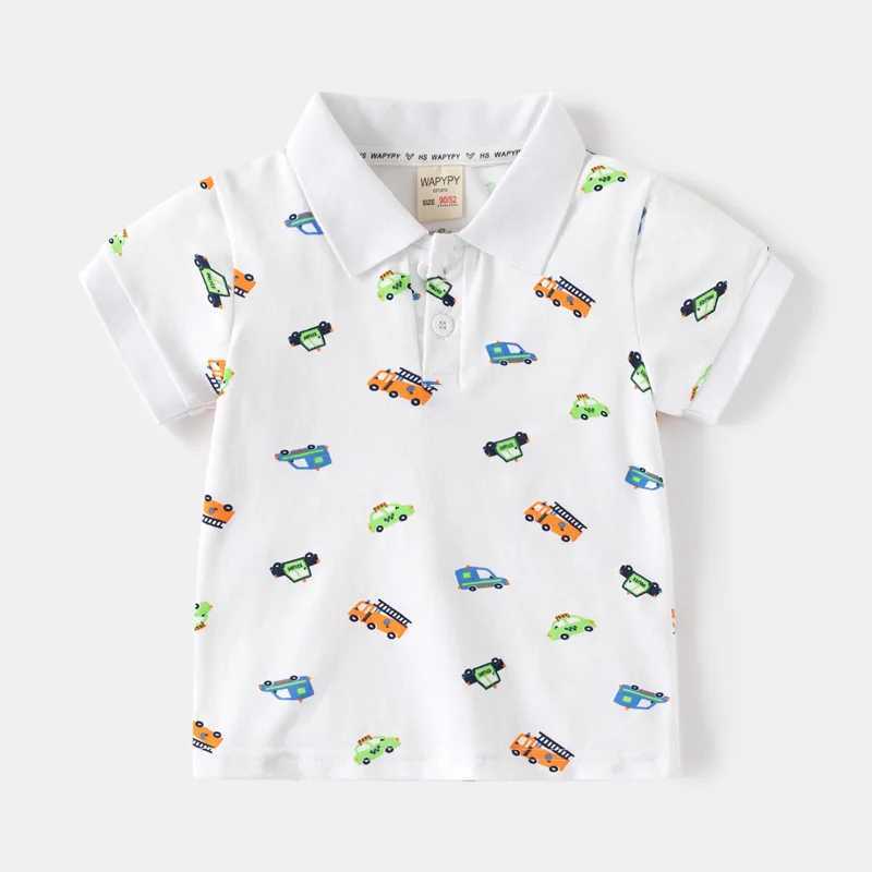 Boy polo shirt short sleeved summer car childrens top wearing childrens T-shirt soft boy shirt childrens clothing W241223
