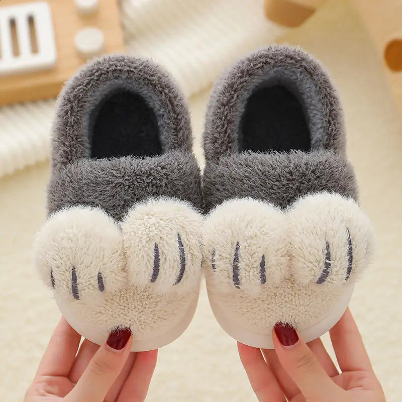 Winter Kids Baby Boys Girls Winter Slippers Non-slip Home Indoors Cartoon Shoes Fashion Warm Children Bedroom Shoes Slippers 241223
