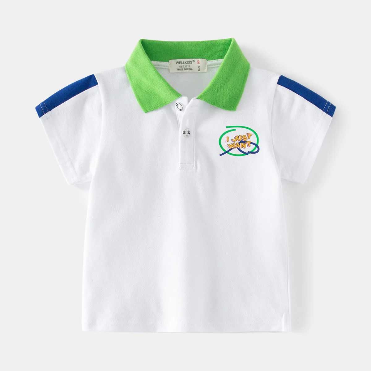 Summer boys short sleeved casual breathable cotton printed T-shirt childrens contrasting color polo shirt childrens first 3-8 years W241223