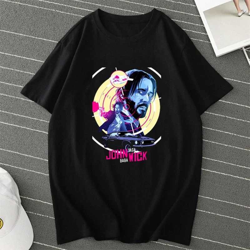 Summer New Classic Action Movie Protagonist John Wick Printed Mens and Womens Simple Fashion T-shirt Harajuku Loose Short Sleeve W241223