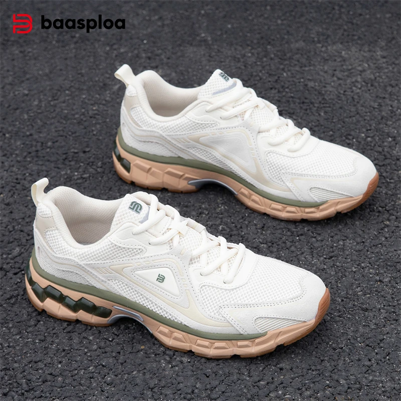 Baasploa Men Running Shoes Casual Mesh Non-slip Breathable Retro Sneakers Male Outdoor Cushion Jogging Sports Shoes