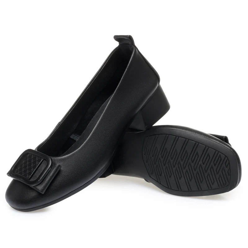 AIYUQI Women Daily Shoes Large Size Spring Shoes Women Round Toe Slip on Chunky Genuine Leather Women's Dress Shoes