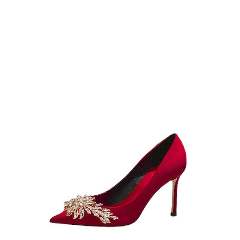 Chinese Style Ddmywed Fashion Wedding Shoes For Women Autumn New Pointed Thin High Heels Fairy Water Diamond Dress Brand F Ddmysaturn