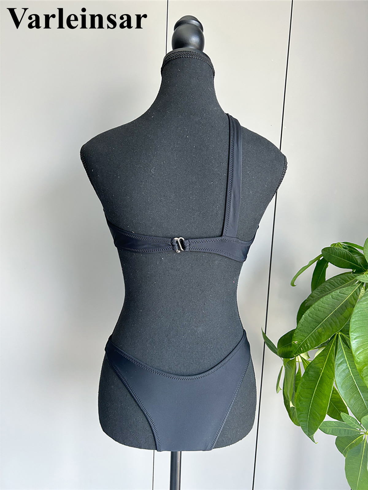 Asymmetric Shoulder Out Women Swimwear One Piece Swimsuit Female Metal Ring High Leg Cut Bather Bathing Suit Swim K5763