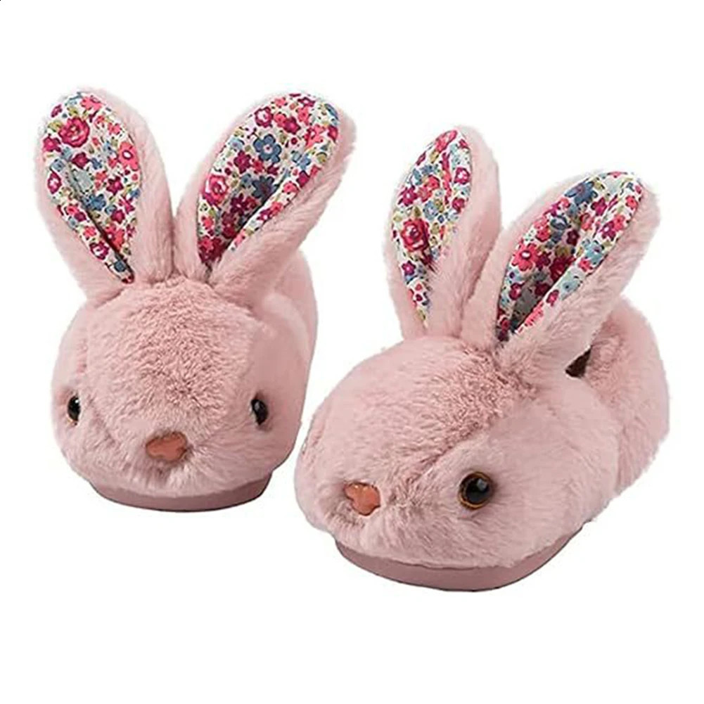 Kids Plush Rabbit Slippers Slip-on House Shoes Comfortable Toddlers Closed Toe Slippers Fluffy Home Slippers for Autumn Winter 241223