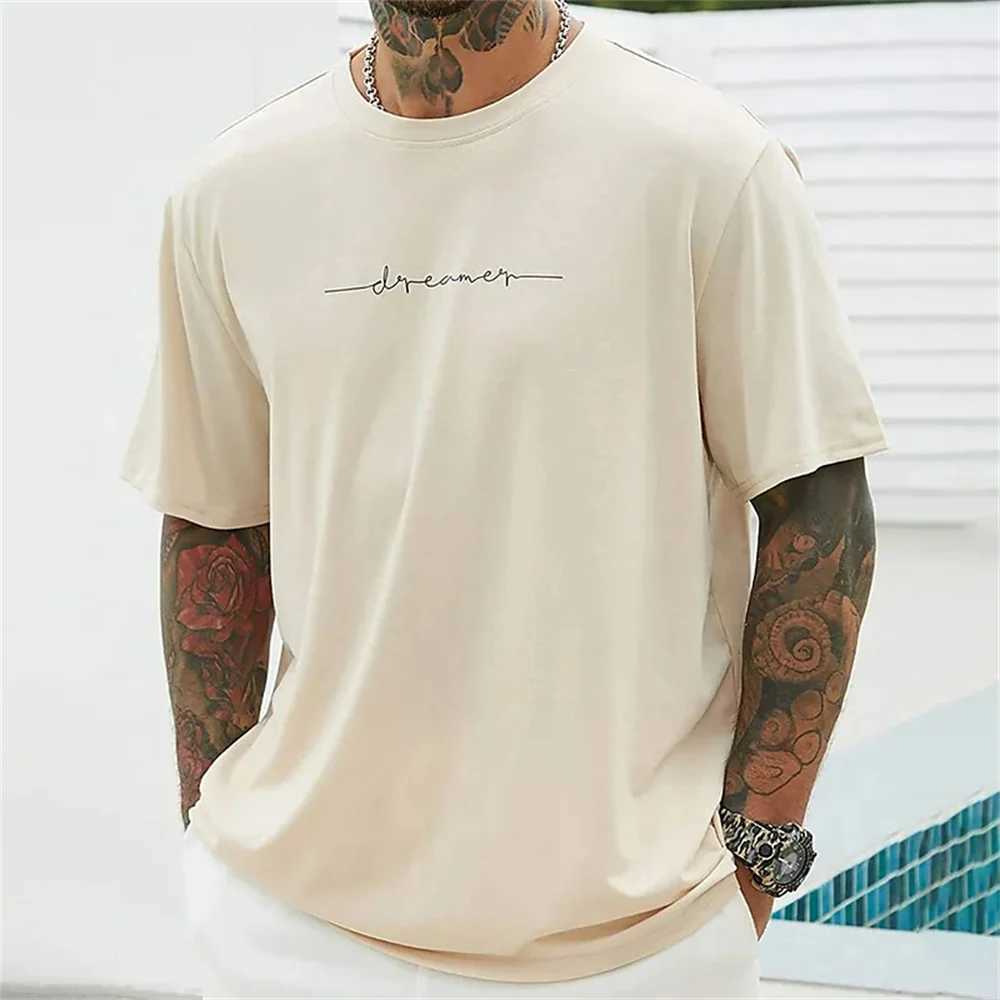 Simple summer mens T-shirt high-quality mens daily casual sportswear trend new clothing oversized loose short sleeved W241223