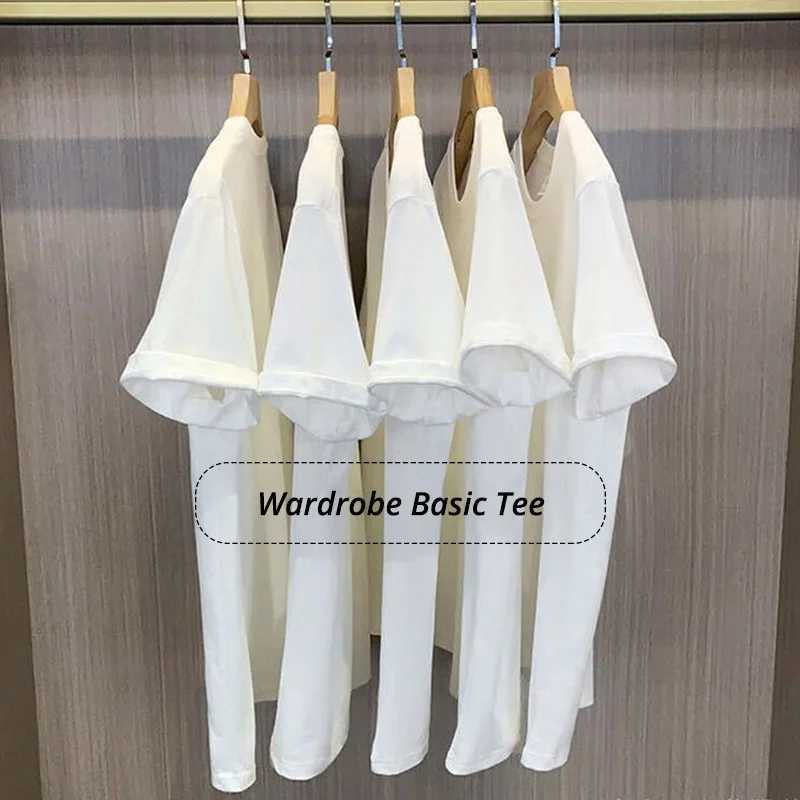 Summer basic mens T-shirt heavy-duty pure cotton top short sleeved crew collar T-shirt Harajuku flat clothing W241223
