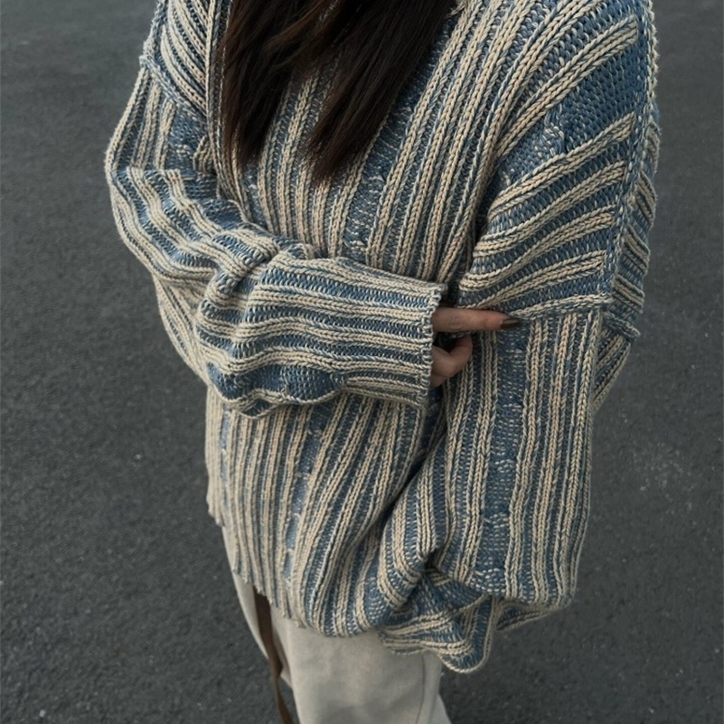 American Vintage Pullovers for Women Long Sleeve Aesthetics Streetwear Lazy Style Sweaters Y2k Casual Loose Clothing 2024 241223