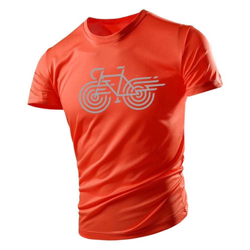 Mens Simple Bicycle Printed T-shirt Mens Sports Quick drying Short sleeved Mens T-shirt W241223