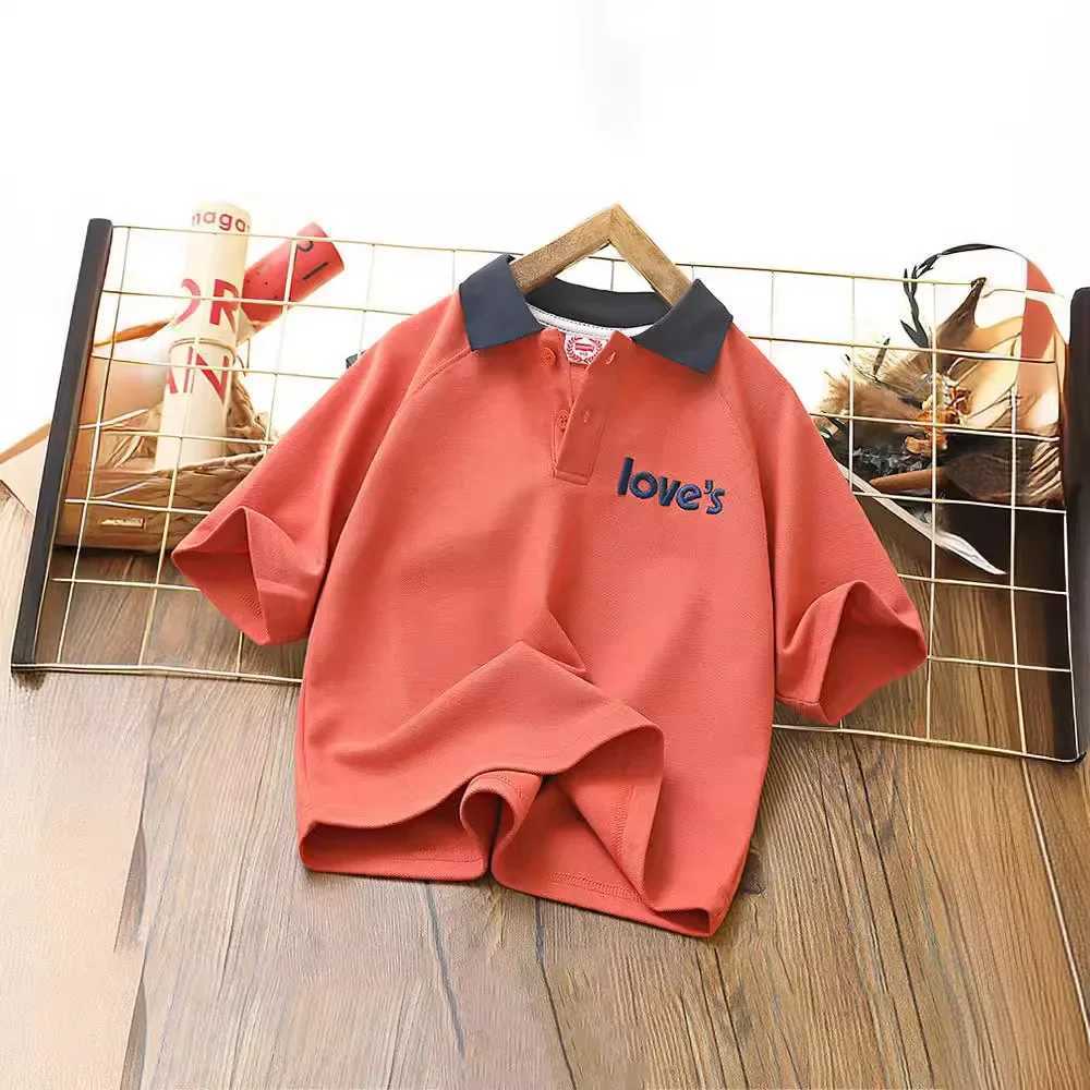 Childrens Summer Polo Shirt 2024 New Boys Korean Edition Short sleeved Top Bottom Childrens Clothing W241223