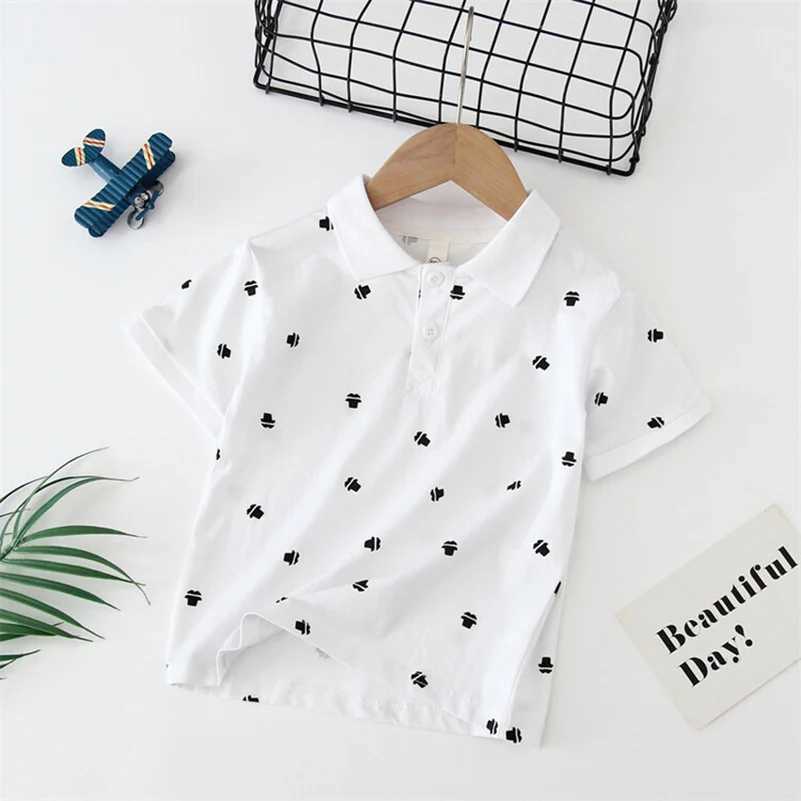 Summer Boys 2024 Korean Fashion Leisure Breathable Solid Color Printed Hat/Polo Shirt/2-7 Years Old W241223