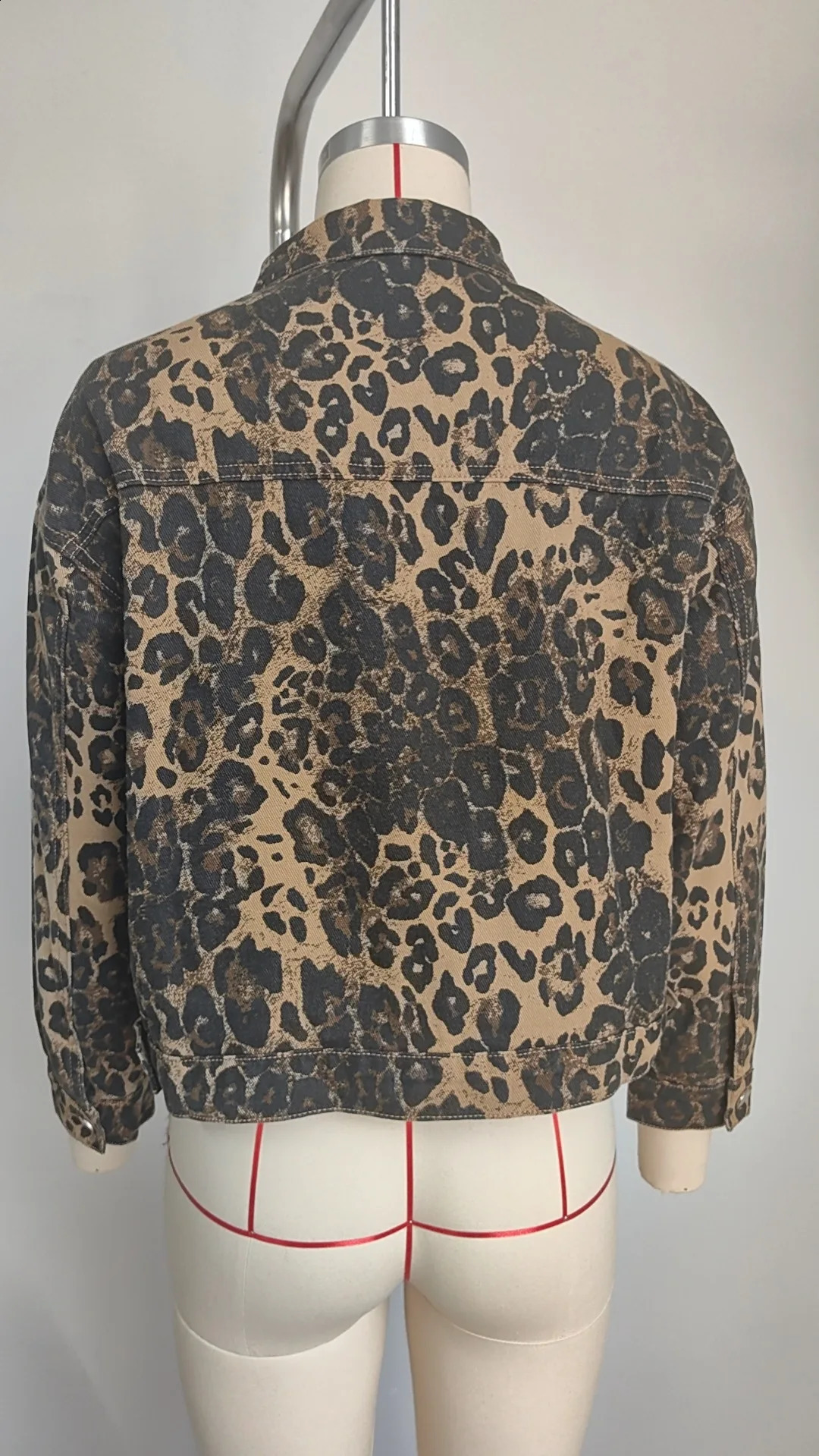 2025 Autumn Fashion Leopard Print Denim Jean Jacket for Women Coat 241223
