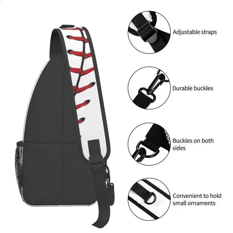 Softball Baseball Lace Sling Chest Bag Custom Shoulder Crossbody Backpack for Men Travel Hiking Daypack 241224