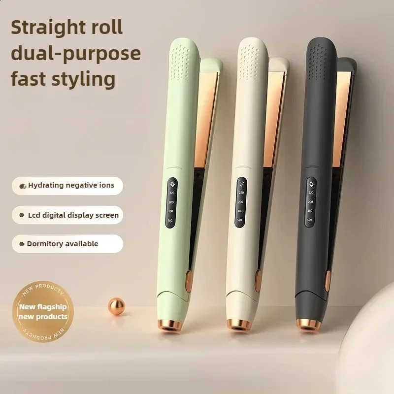 2 in 1 Professional Hair with 4 Gears Heat Ceramic Ionic Fast Heat-Up Negative Ion Hair Flat Iron Lcd Display 241224