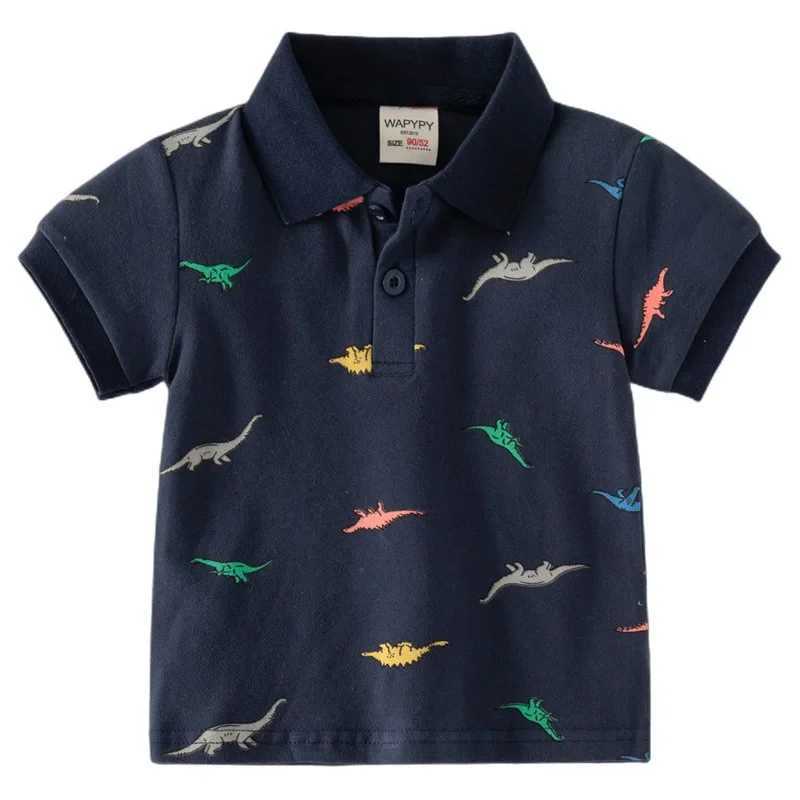 Summer boys short sleeved T-shirt childrens polo shirt dinosaur print smooth and breathable cotton 2 colors 3-8 years old W241223