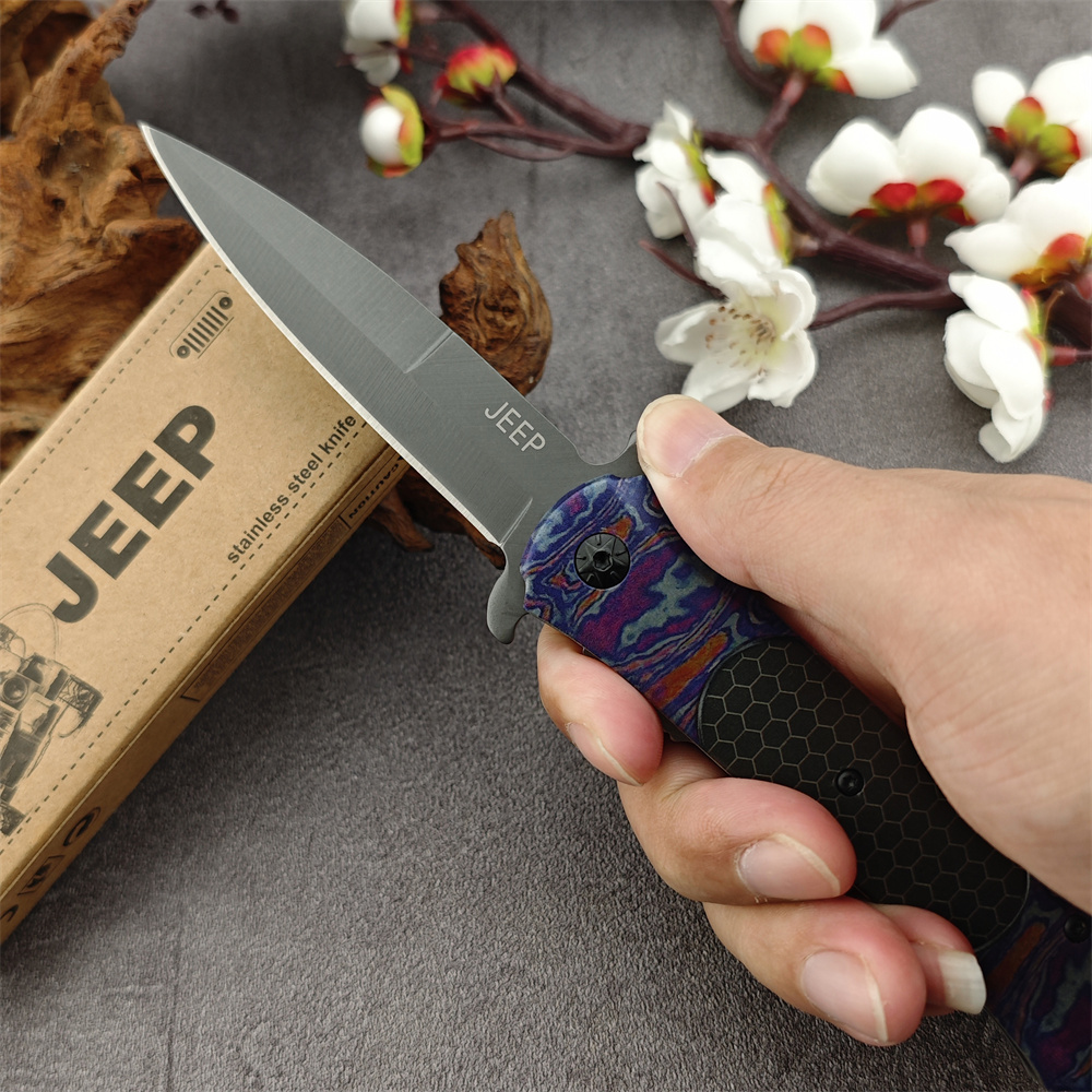 High Quality Purple Jeep DA145 Pocket Multi-function Folding Field Tactical Self Defense Survival Knife EDC Tool Men's Gift 15535 3300 535 533 94