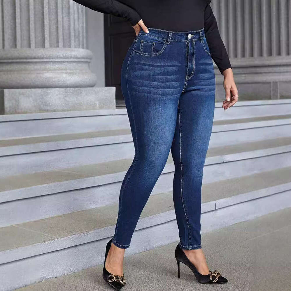 hoodie Street Pants Large Denim Shorts For Spring And Autumn Classic High Waisted Elastic Slim Pencil Pants jacket