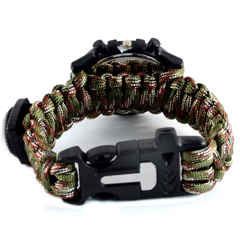 outdoor waterproof multifunctional survival paracord watch band paracord bracelet watch