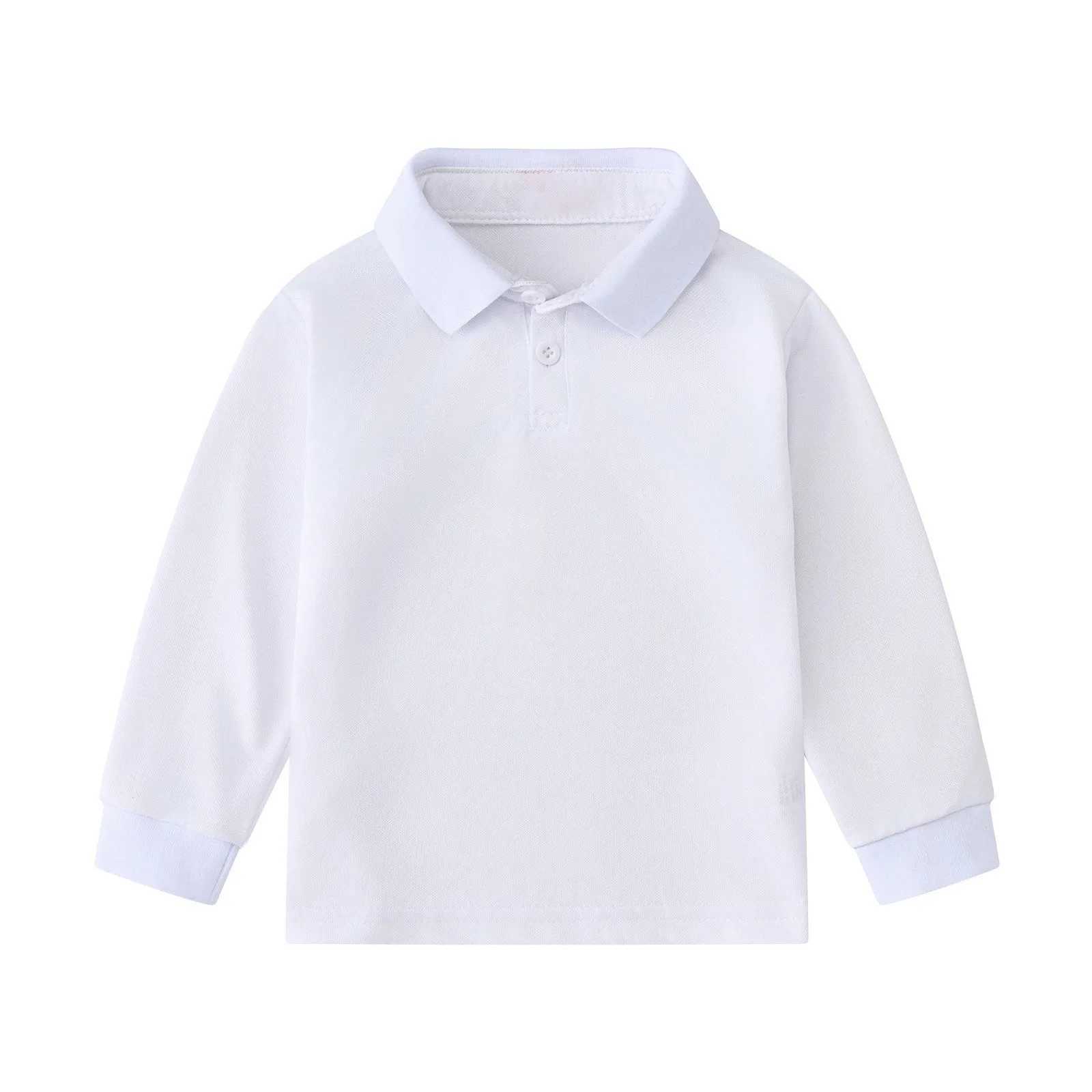 Childrens solid color long sleeved polo shirt handsome and fashionable sports T-shirt for boys casual and comfortable top for girls with a lapel colla