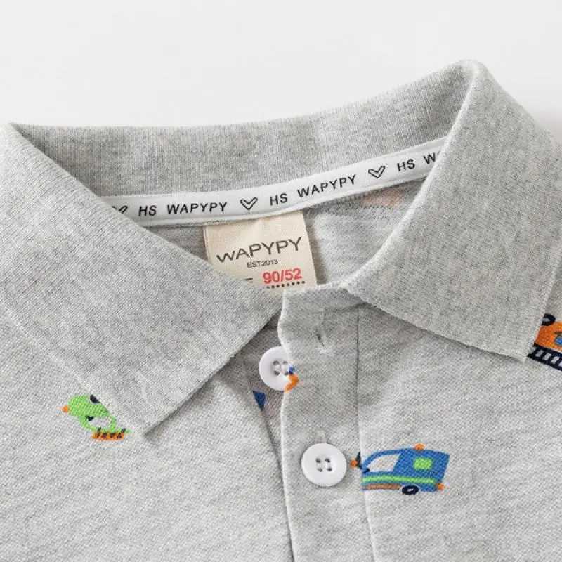 Clibeso 2024 New Childrens Summer Boys Polo Shirt Loose Short Sleeve Zipper Top Childrens Casual T-shirt Grey W241223