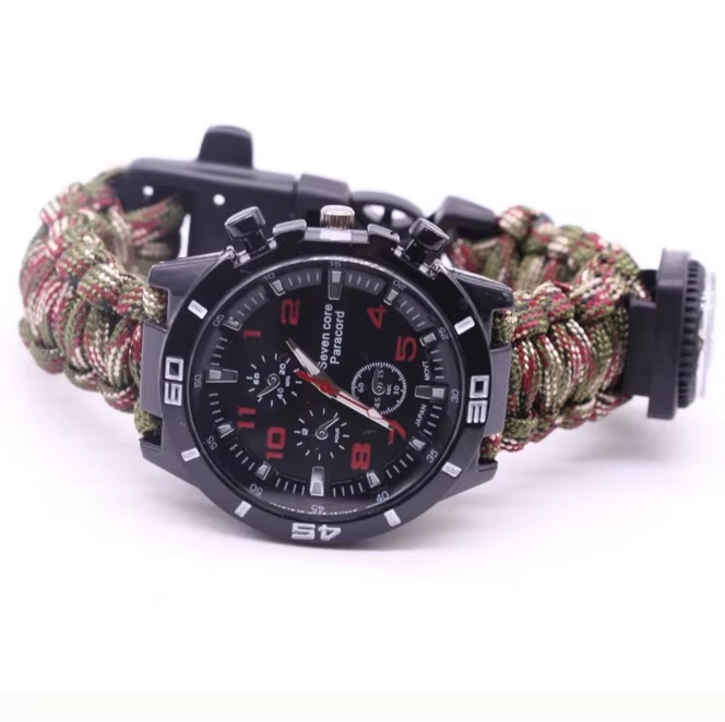 Waterproof Paracord Bracelet Survival Watch Outdoor Paracord Watch With Compass