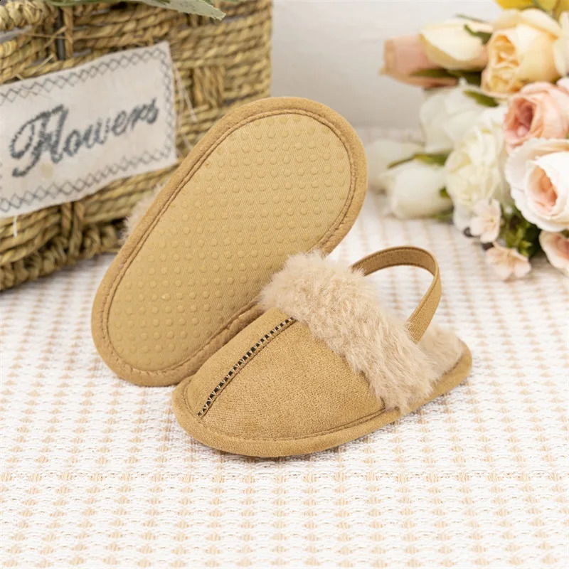 Baby Girls Sandals Cute Plush Patchwork Princess Flats Casual Walking Shoes for born Infant Toddler 241223