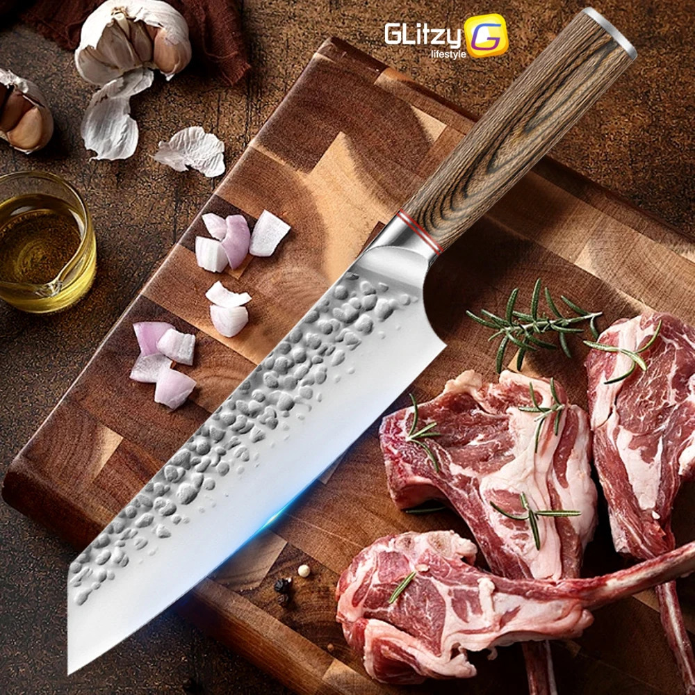 Kitchen knife stainless steel Japanese chefs knife Tang forging cutter butchers knife used for slicing cutting and cooking 241224