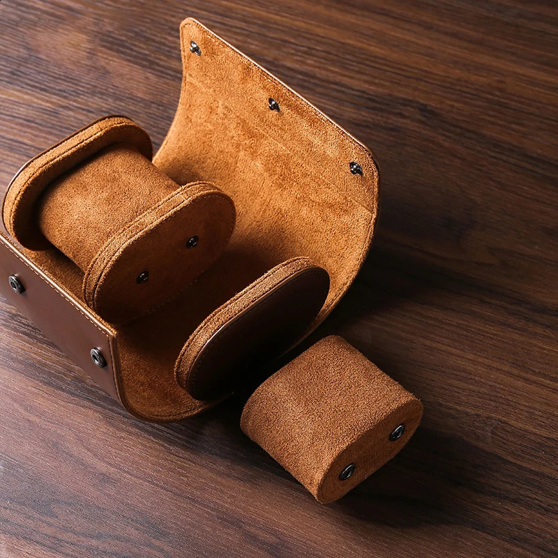 IBBETON Watch Bag 1 2 3 Slots Genuine Ortable Vintage Leather Roll Watch Storage Box Travel Watch Case Gift Watch Pouch 241224