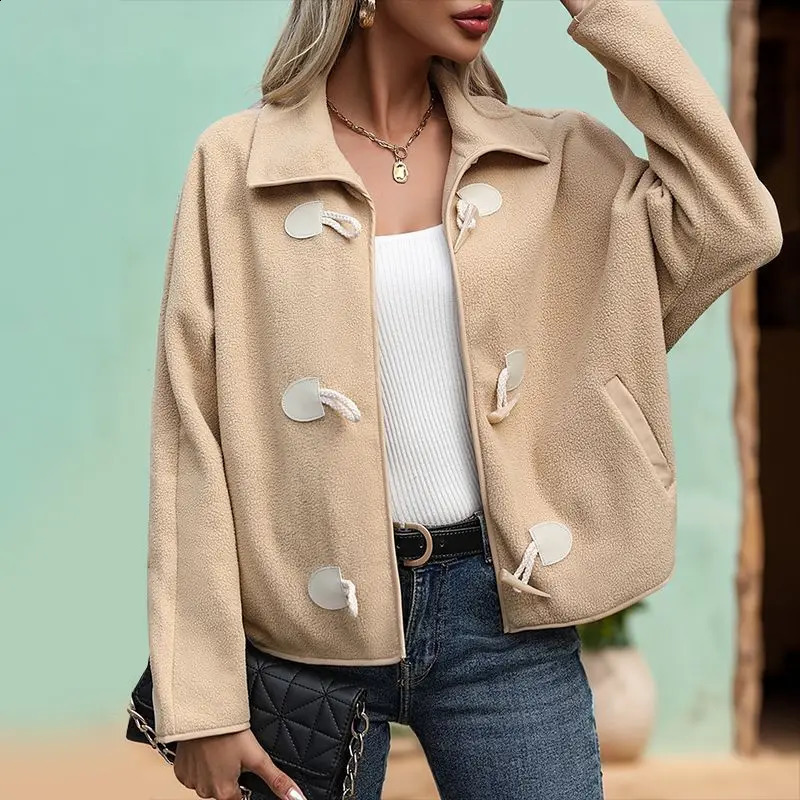 European and American Womens Street Fashion Short Jacket Spring Autumn Loose Collar 241218