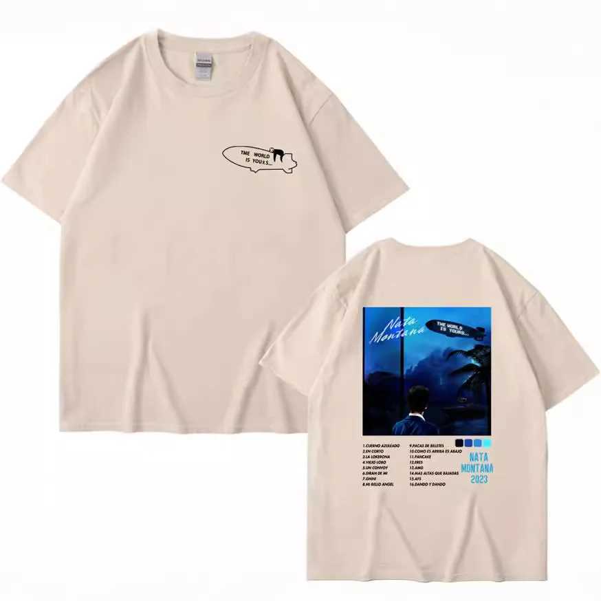 Natanael Cano Tumbados Tour T-shirt Nata Montana Album Merc Cotton Summer Short sleeved Black T-shirt Mens Flat W241223