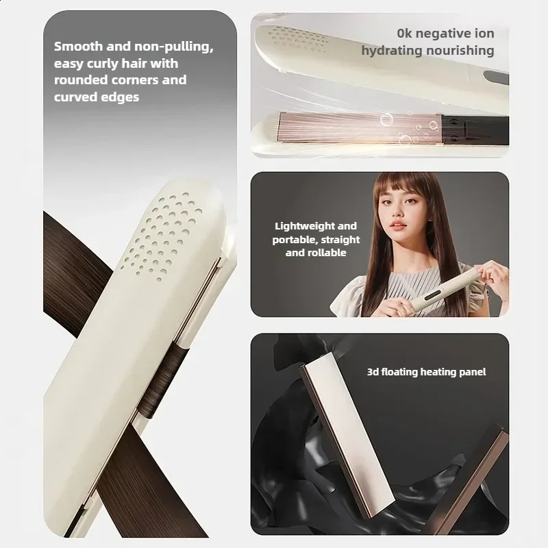 2 in 1 Professional Hair with 4 Gears Heat Ceramic Ionic Fast Heat-Up Negative Ion Hair Flat Iron Lcd Display 241224