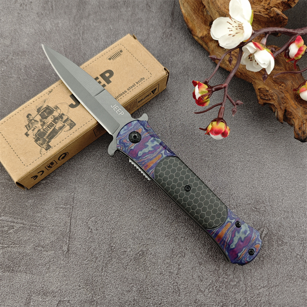 High Quality Purple Jeep DA145 Pocket Multi-function Folding Field Tactical Self Defense Survival Knife EDC Tool Men's Gift 15535 3300 535 533 94