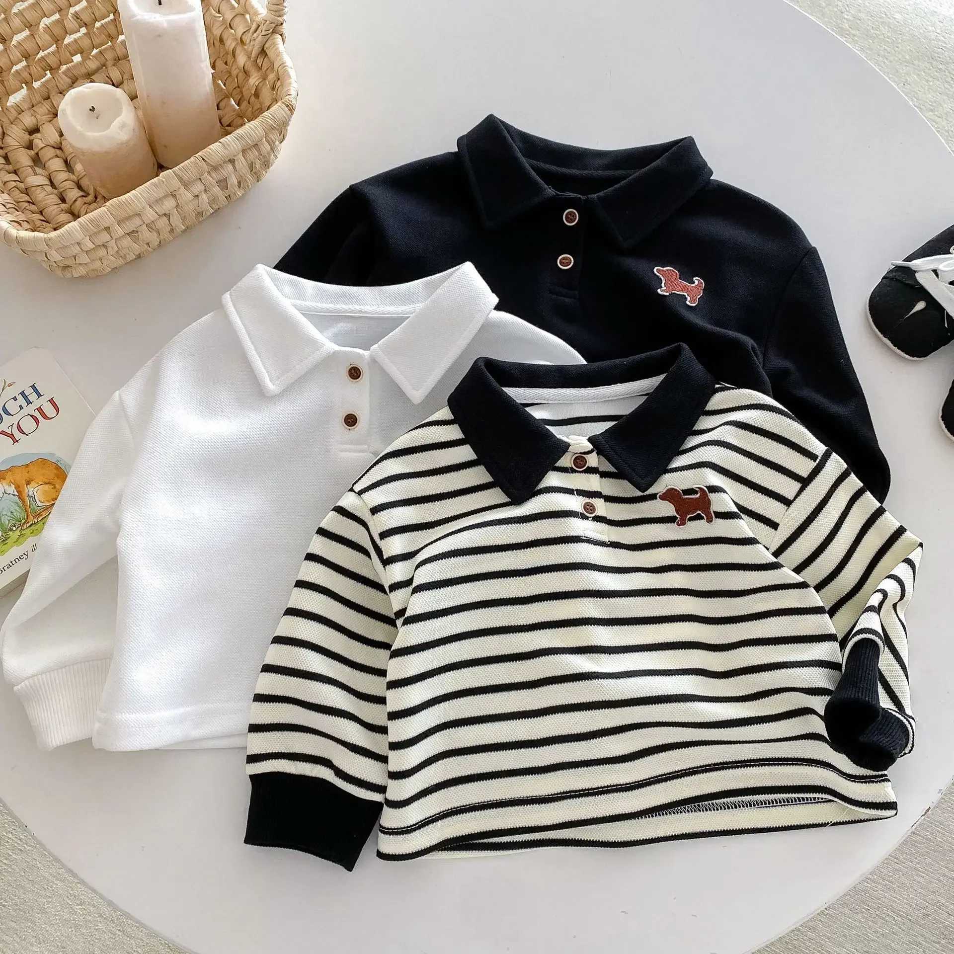 2024 Autumn New Fashion Clothing for Children Infants and Boys - Baby Long sleeved Polo Shirt Childrens Clothing 3M-5Y W241223