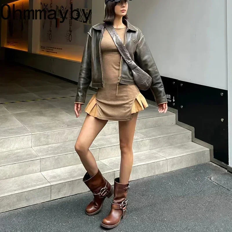 Winter platform denim boots womens shoes fashionable and smooth heel Bota womens retro modern boots 241223