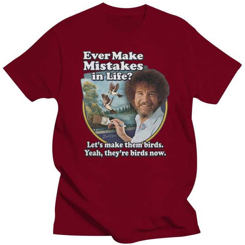 Bob Ross made a mistake on the bird with an officially licensed T-shirt in a simple style W241223