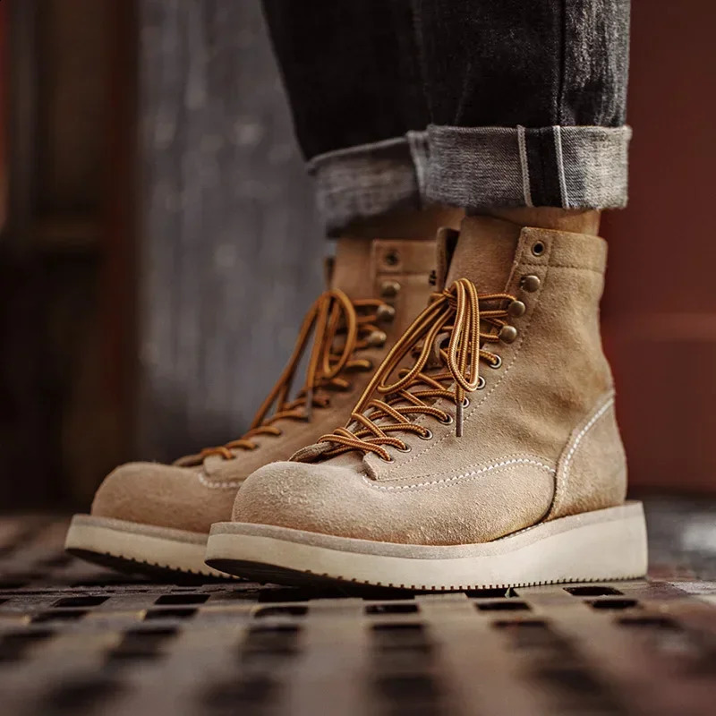 Maden winter ankle boots mens retro suede desert boots casual warm and safe shoes outdoor hiking combat shoes 241223