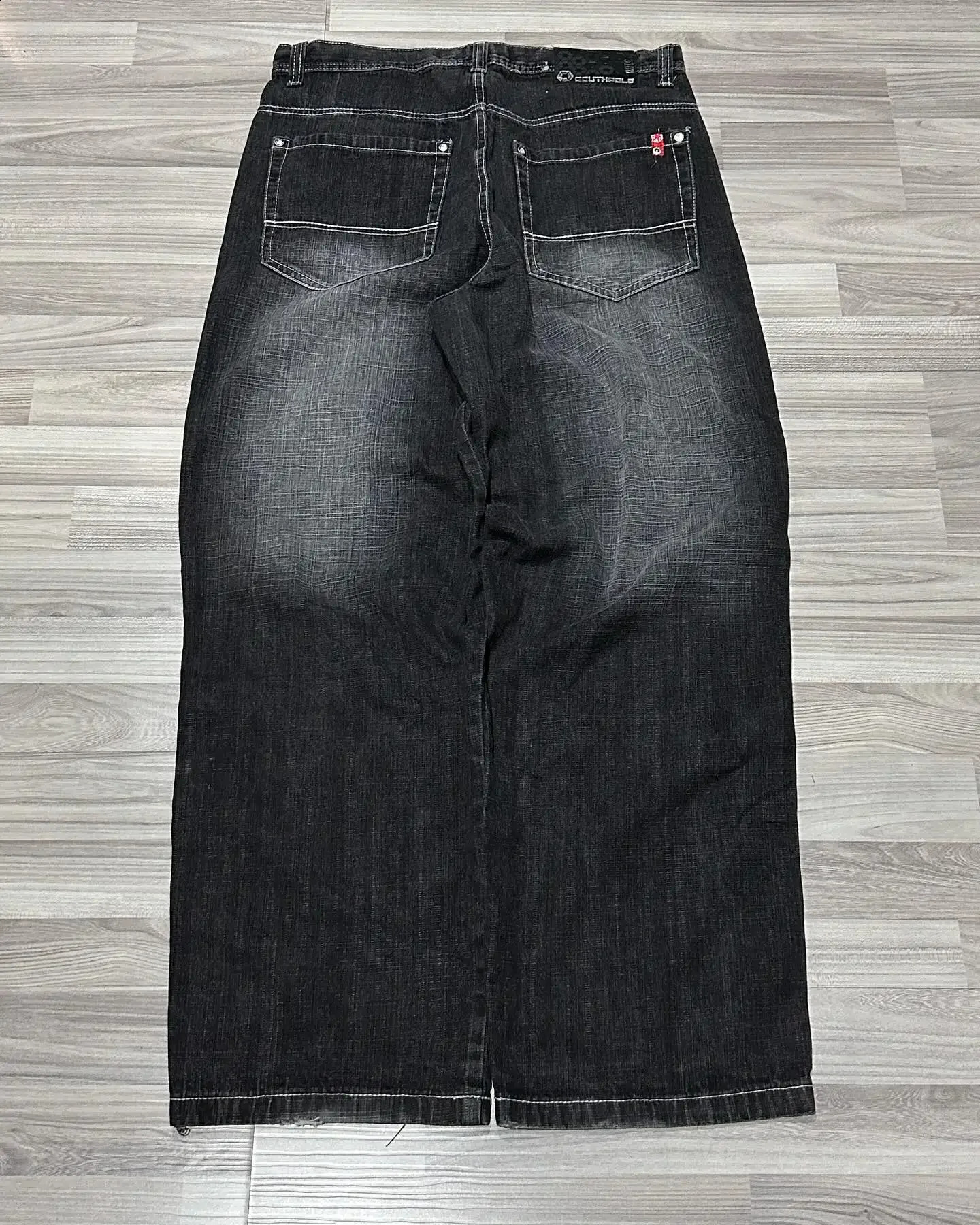 Street wear SOUTHPOLE womens jeans Y2K Harajuku hiphop black pants washed and ground white baggy Gothic wide 241224