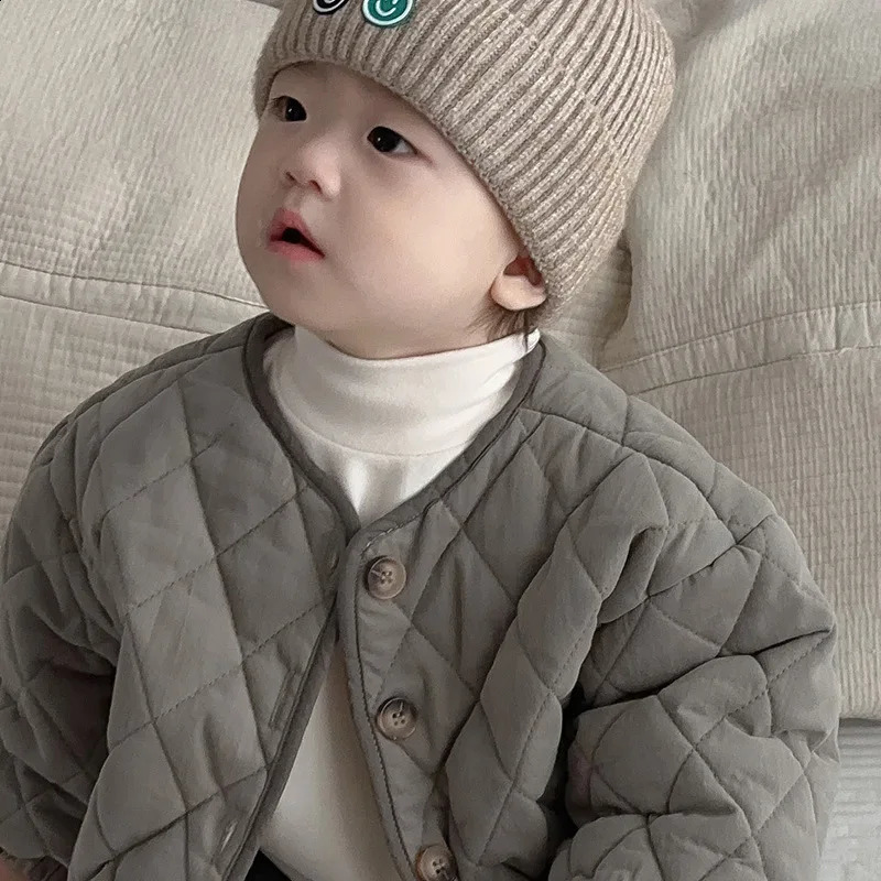 2025 Winter Baby Long Sleeve Warm Coat Kids Single Breasted Casual Thick Jacket Boy Girl Plus Velvet Infant Padded Jacket 241223