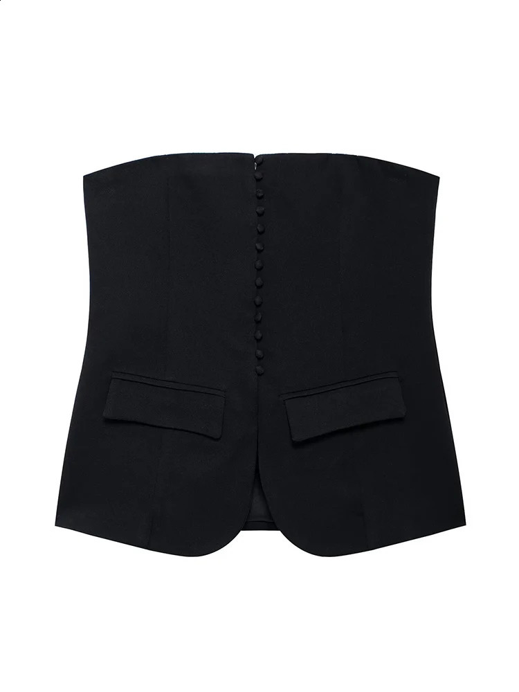 TRAF Women Fashion Solid Bustier Suit Corset Tank 2024 Strapless Sleeveless Female Chic Lady Casual Tops Vest 241220