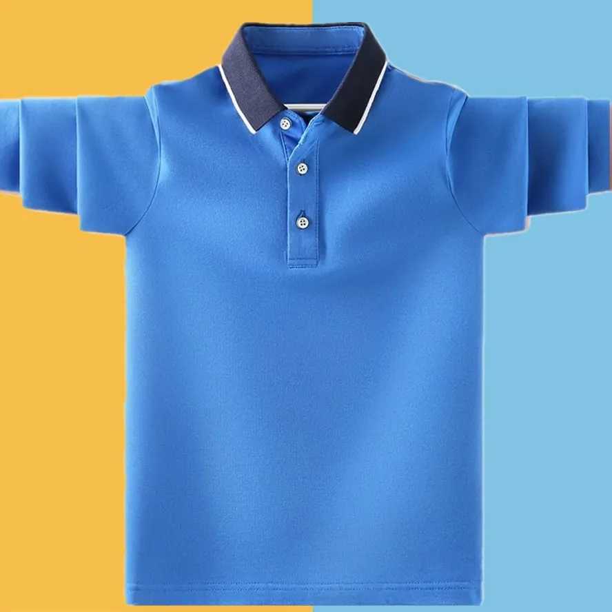 Childrens school uniform polo shirt spring and autumn childrens casual collar long sleeved shirt W241223